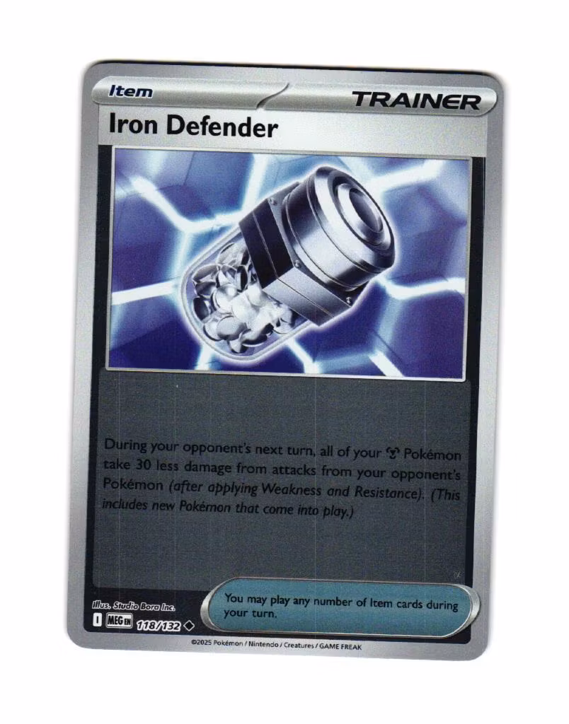 Iron Defender Reverse Holo Uncommon 118/132 Mega Evolution Pokemon