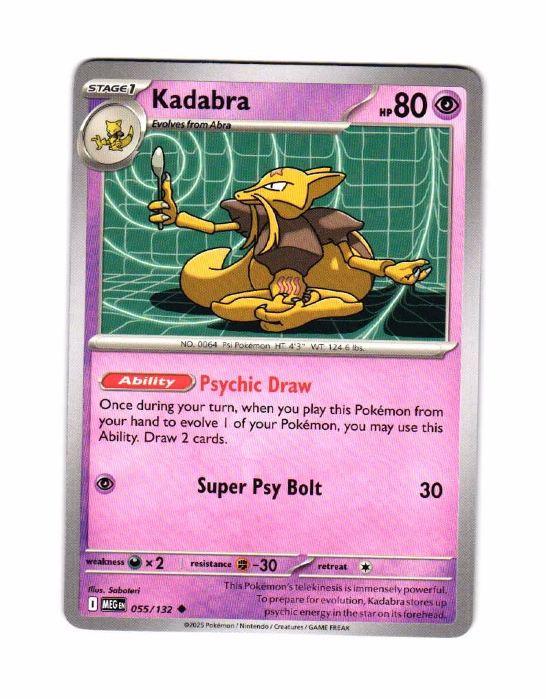 Kadabra Uncommon 055/132 Mega Evolution Pokemon
