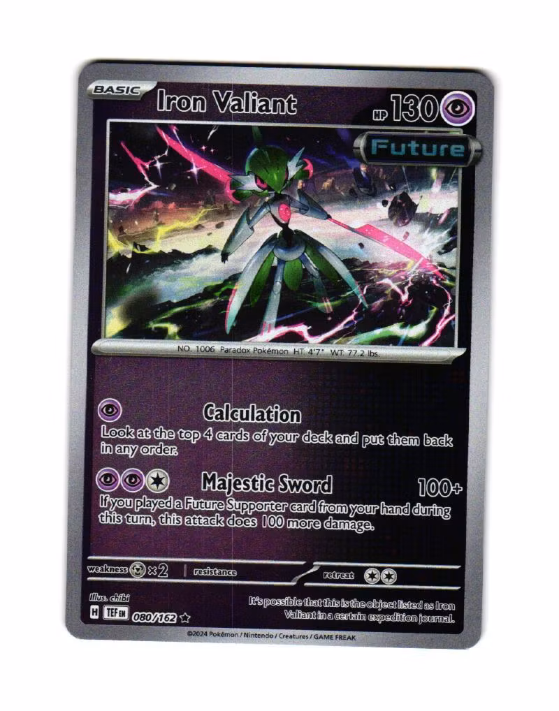 Iron Valiant Reverse Holo Rare 080/162 Temporal Forces Pokemon