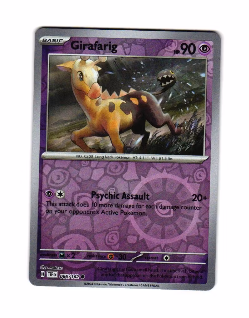 Girafarig Reverse Holo Common 066/162 Temporal Forces Pokemon