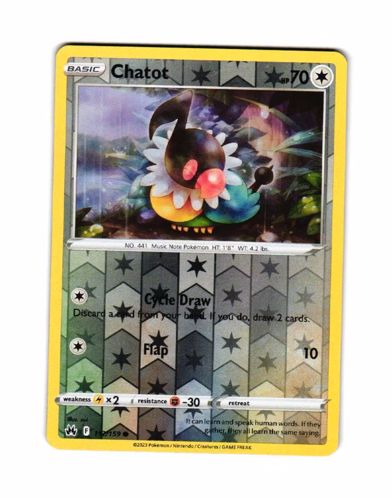 Chatot Reverse Holo Common 112/159 Crown Zenith Pokemon