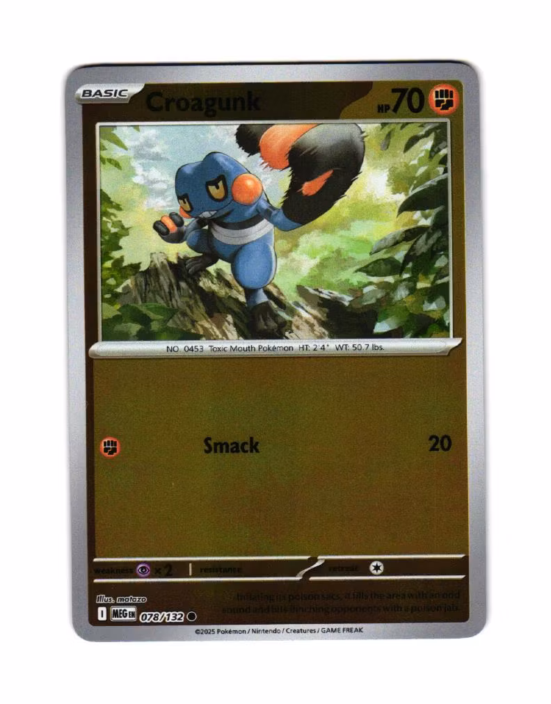 Croagunk Reverse Holo Common 078/132 Mega Evolution Pokemon