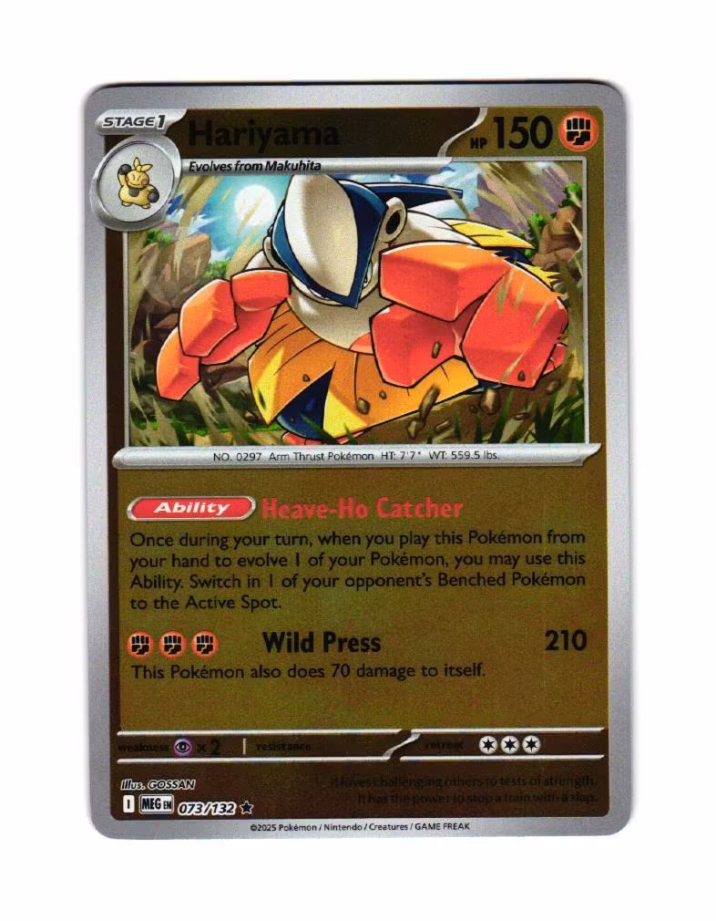 Hariyama Reverse Holo Rare 073/132 Mega Evolution Pokemon