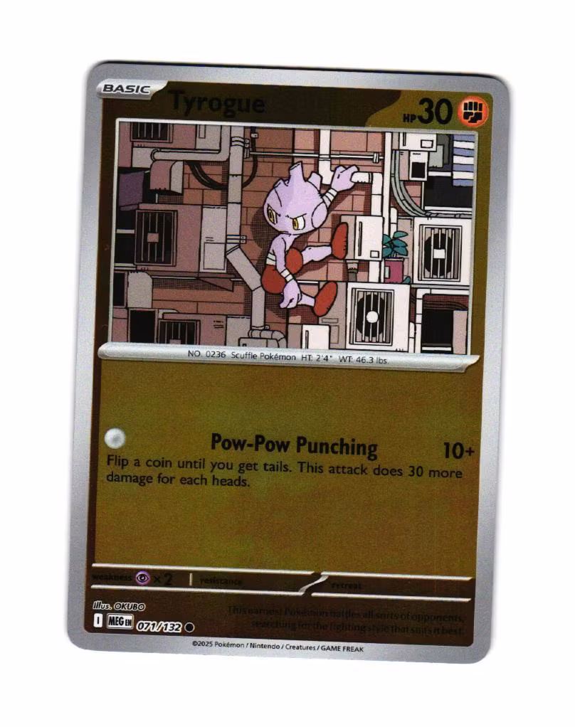 Tyrogue Reverse Holo Common 071/132 Mega Evolution Pokemon