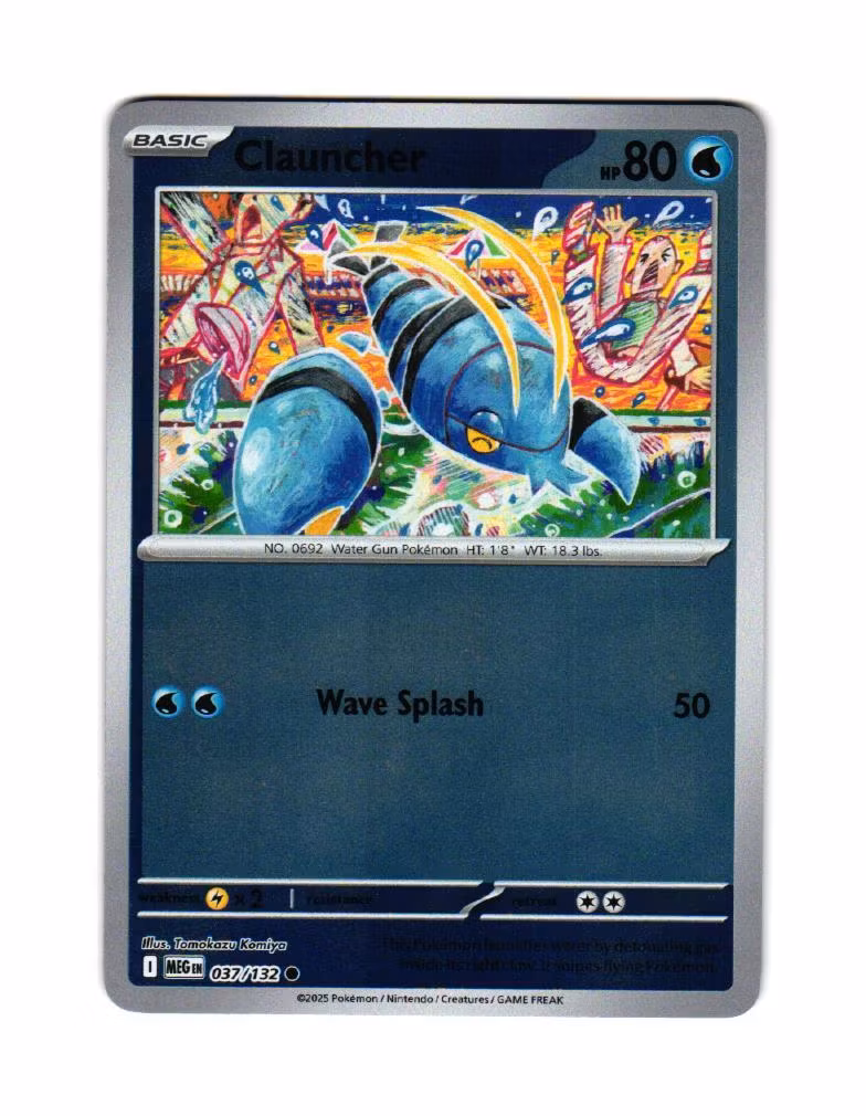 Clauncher Reverse Holo Commnon 037/132 Mega Evolution Pokemon