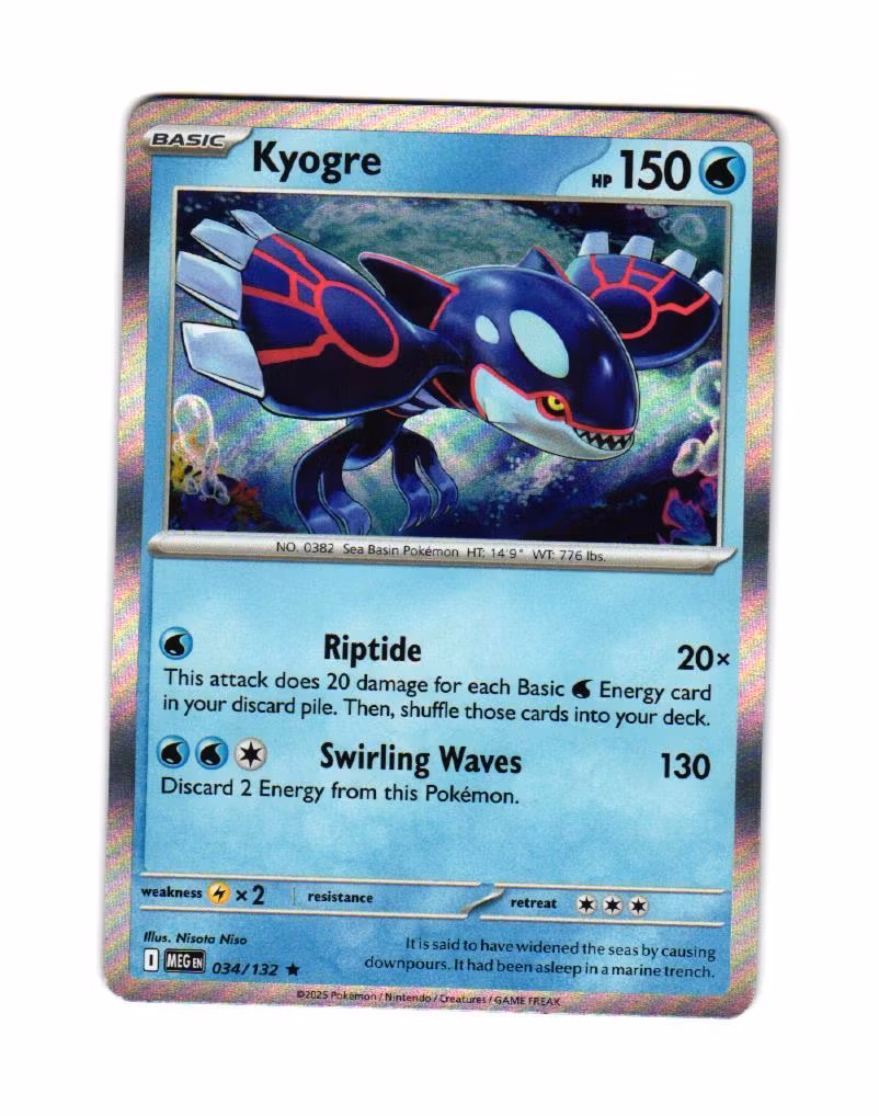 Kyogre Holo Rare 034/132 Mega Evolution Pokemon