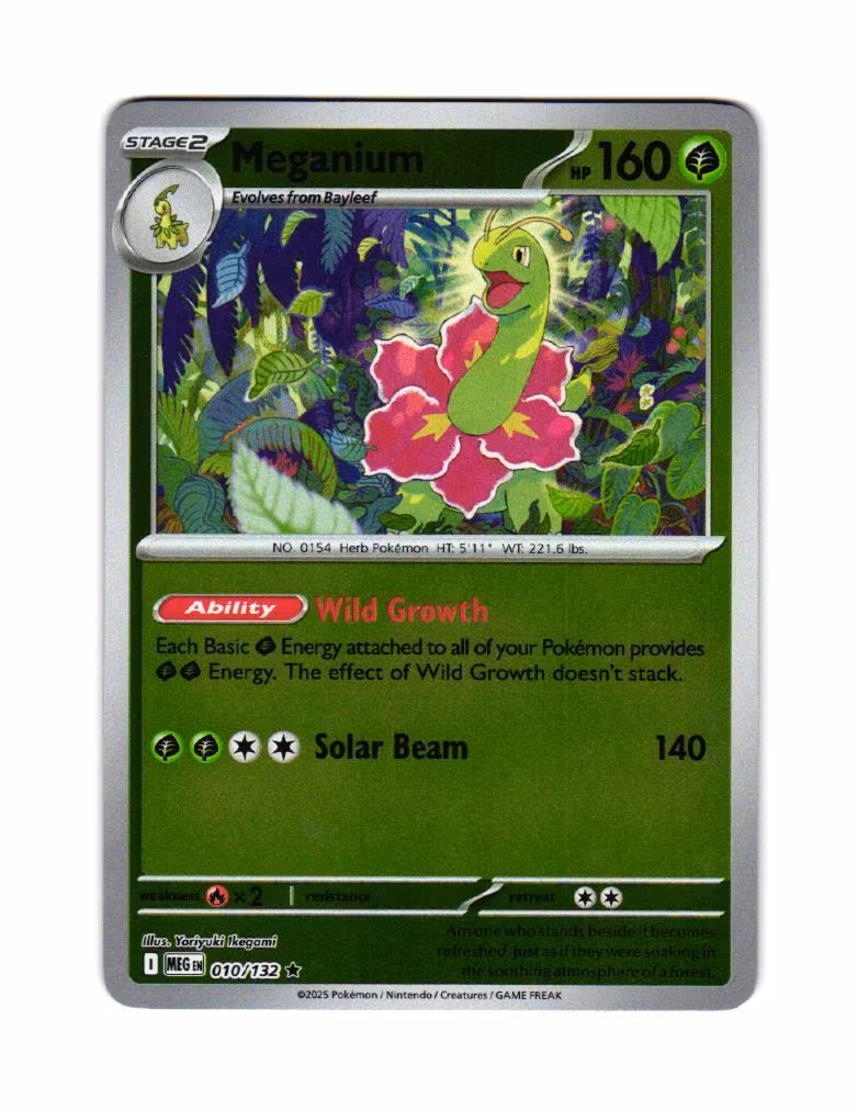 Meganium Reverse Holo Rare 010/132 Mega Evolution Pokemon