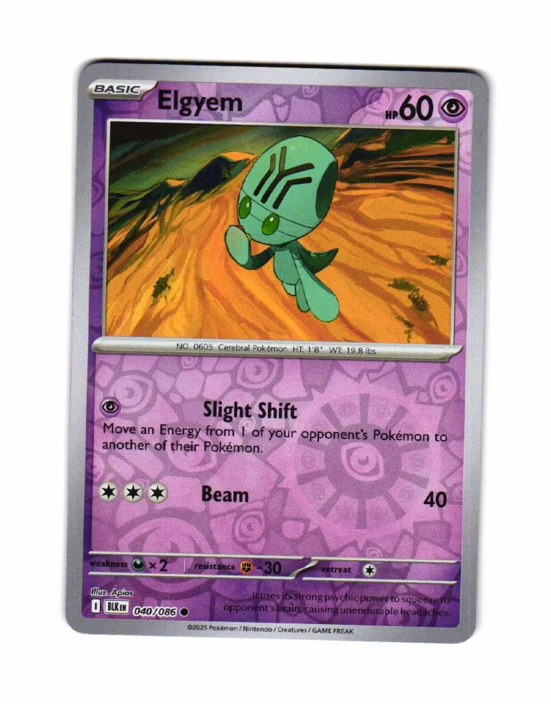 Elgyem Reverse Holo Common 040/086 Black Bolt Pokemon