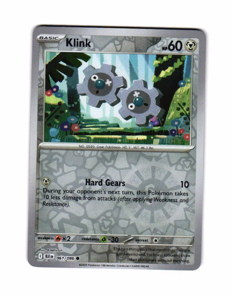 Klink Reverse Holo Common 061/086 Black Bolt Pokemon