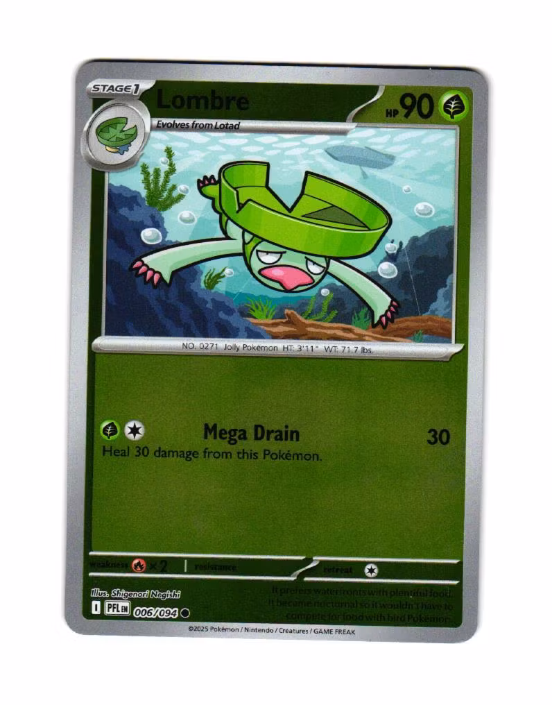 Lombre Reverse Holo Common 006/094 Phantasmal Flames Pokemon