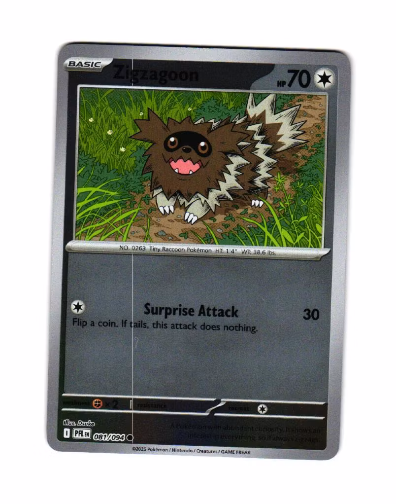 Zigzagoon Reverse Holo Common 081/094 Phantasmal Flames Pokemon