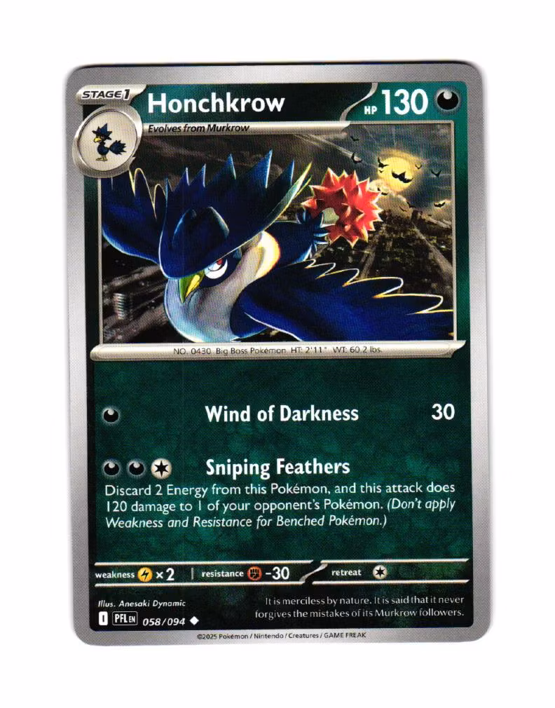 Honchkrow Uncommon 058/094 Phantasmal Flames Pokemon