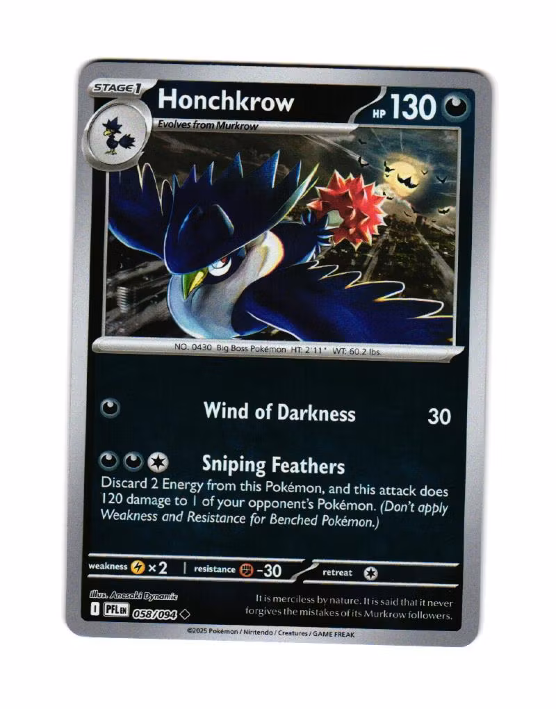 Honchkrow Reverse Holo Uncommon 058/094 Phantasmal Flames Pokemon