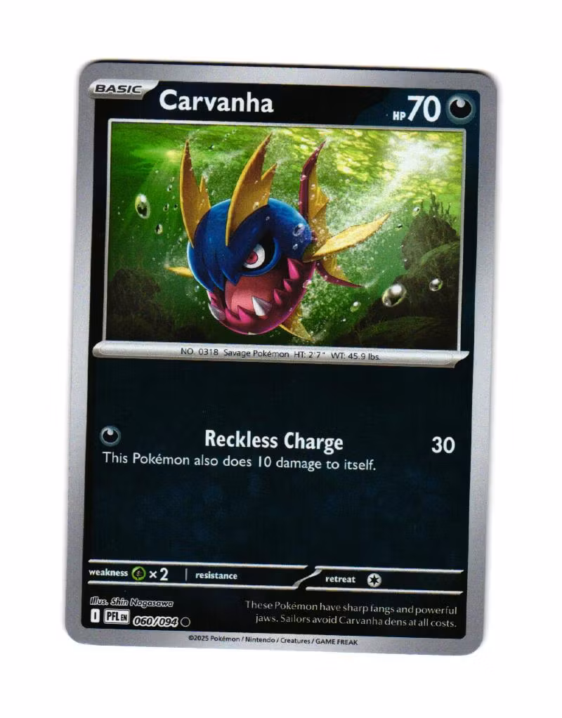 Carvanha Reverse Holo Common 060/094 Phantasmal Flames Pokemon