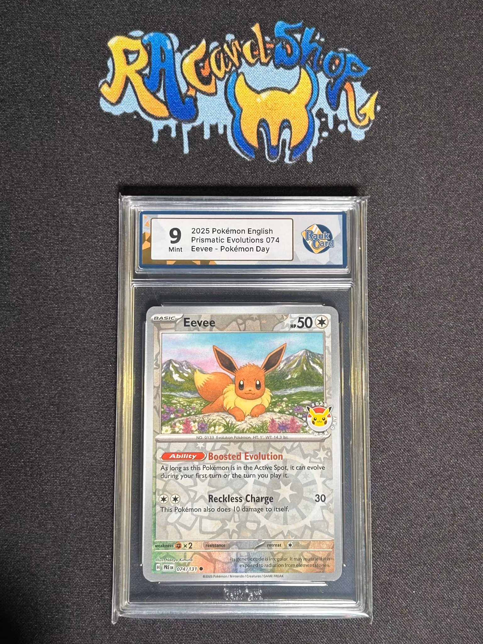 Eevee 074 Pokemon Day Prismatic Evotutions Graded Card 9 Rauk Card