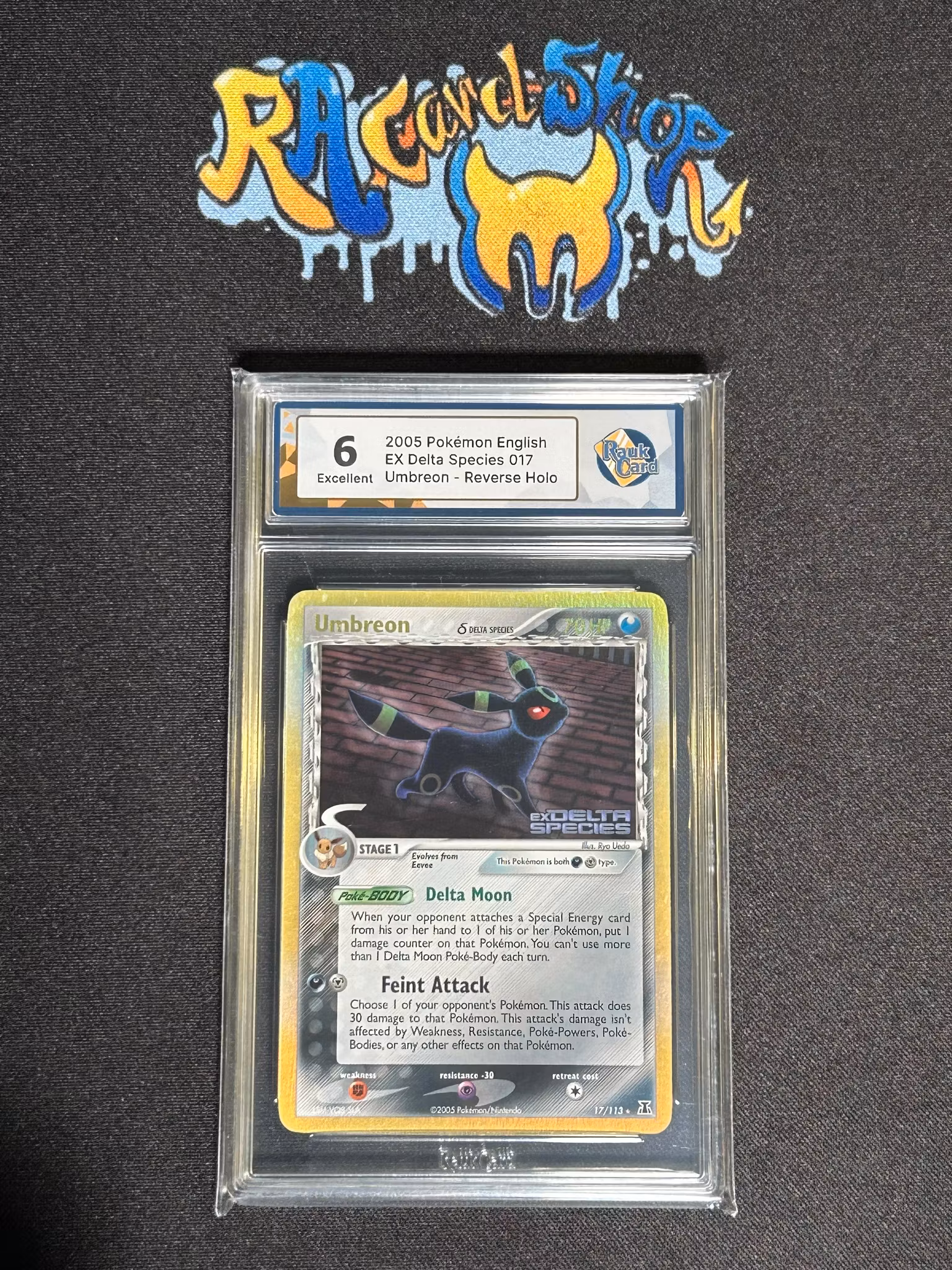 Umbreon Reverse Holo 017 EX Delta Species Graded Card 6 Rauk Card