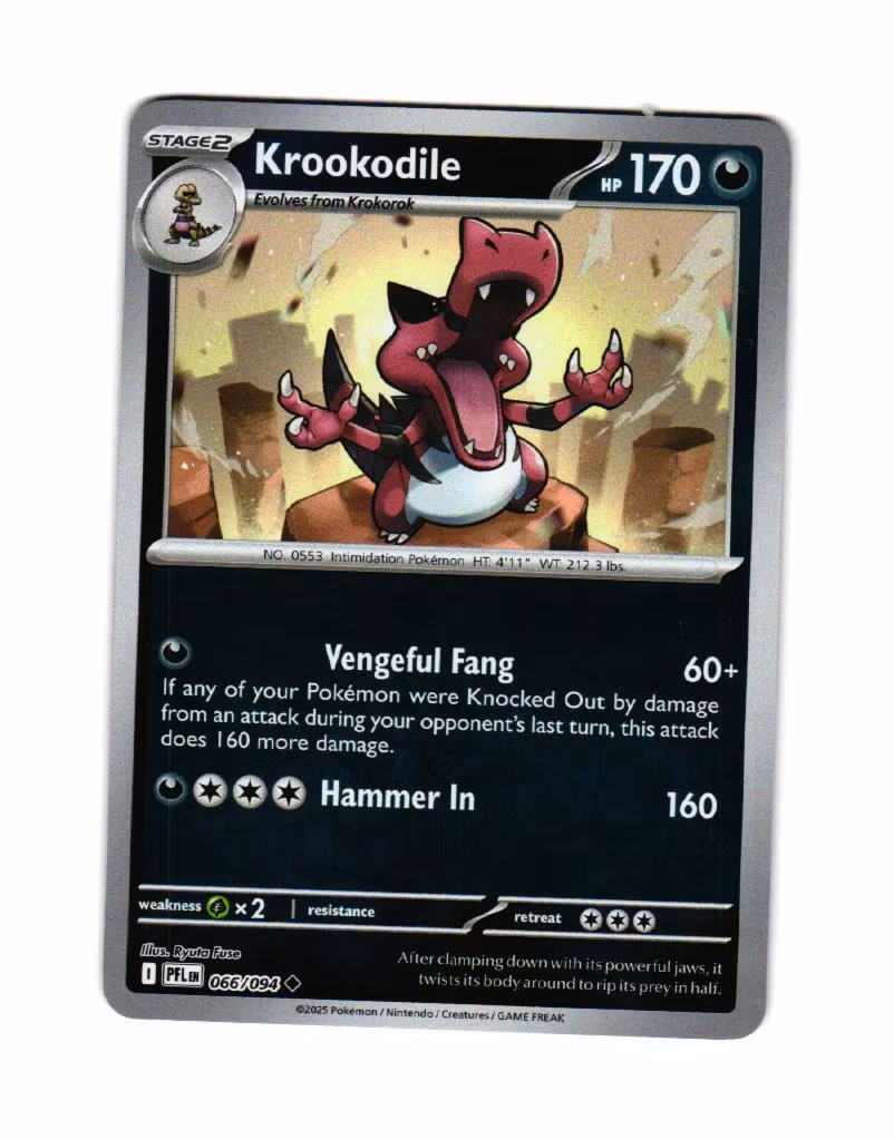 Krookodile Reverse Holo Uncommon 066/094 Phantasmal Flames Pokemon