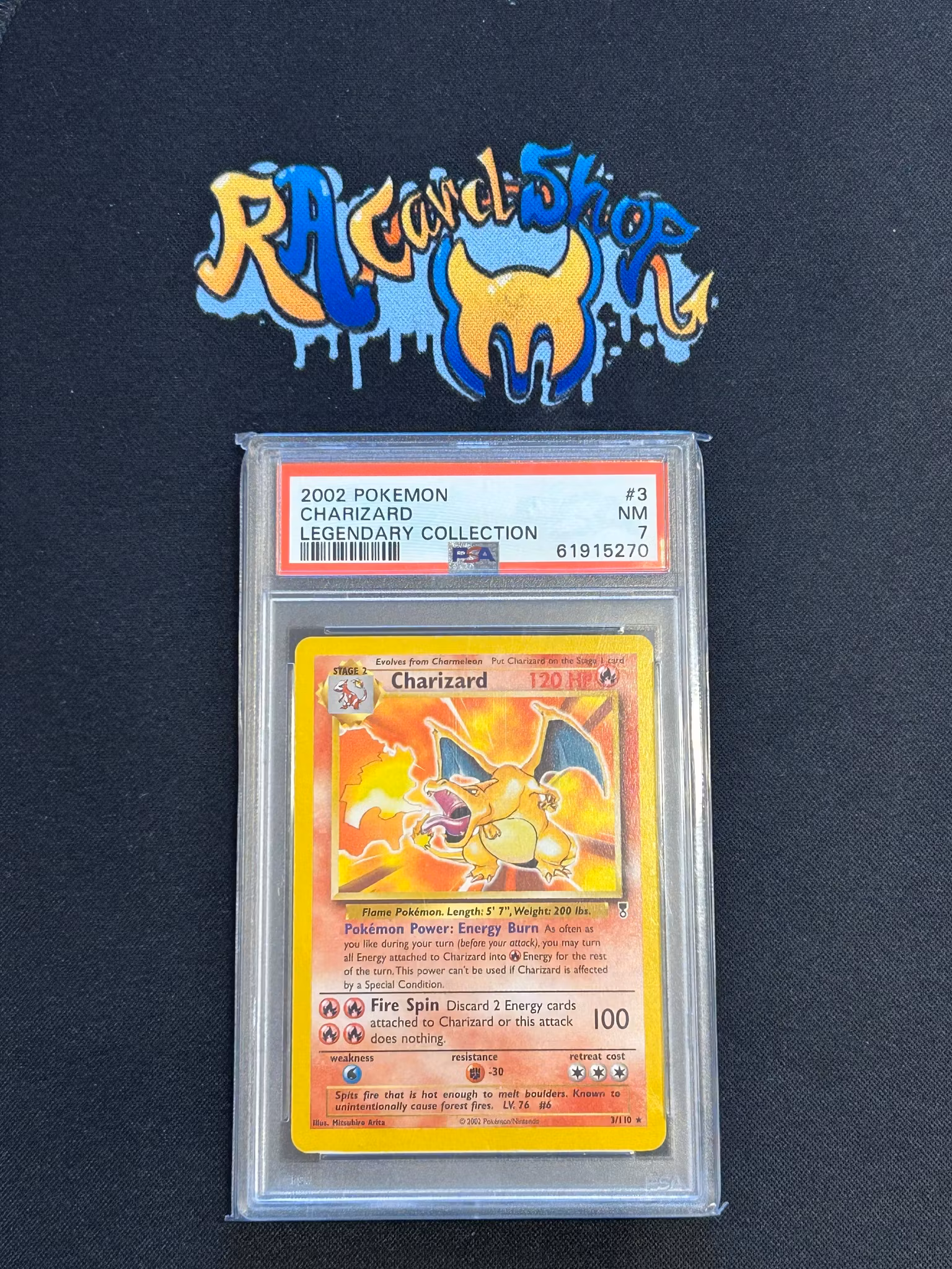 Charizard Rare #3 Legendary Collection Graded Card 7 Psa