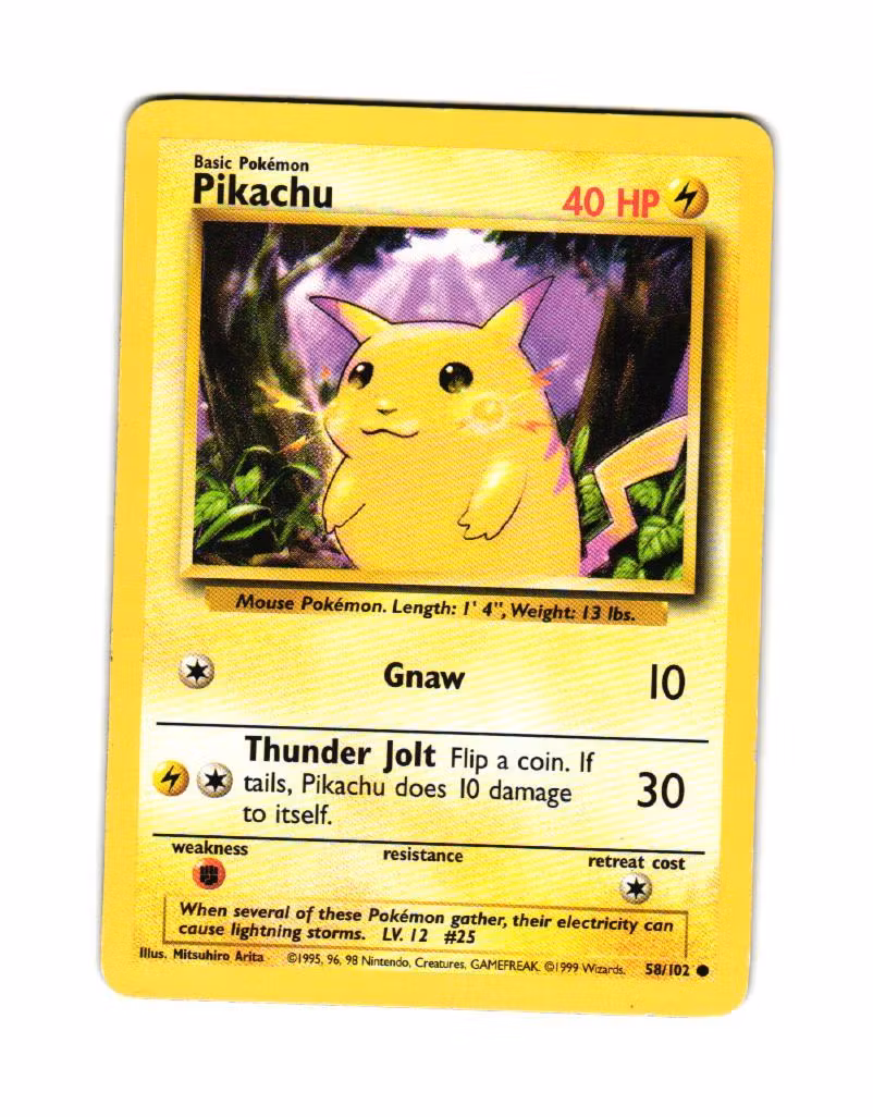 Pikachu Common 58/102 Base Set Pokemon