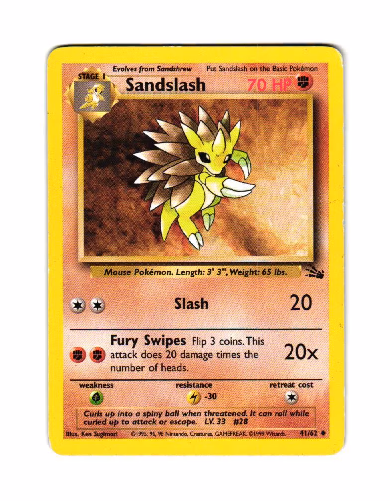 Sandslash Uncommon 41/62 Fossil Pokemon TCG