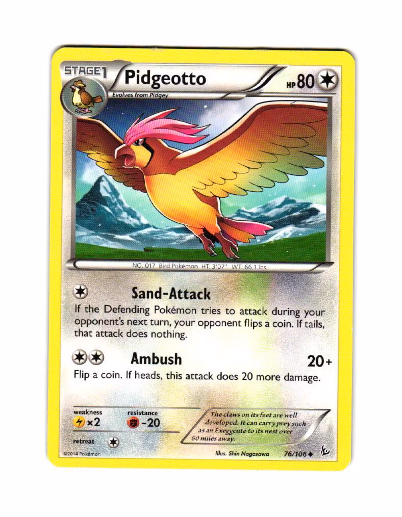 Pidgeotto Uncommon 76/106 XY Flashfire Pokemon