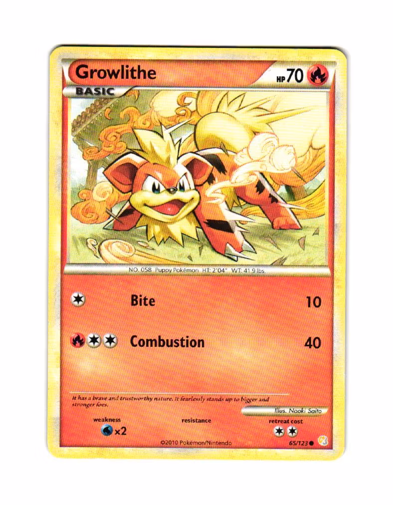Growlithe Common 65/123 Heartgold & Soulsilver Pokemon