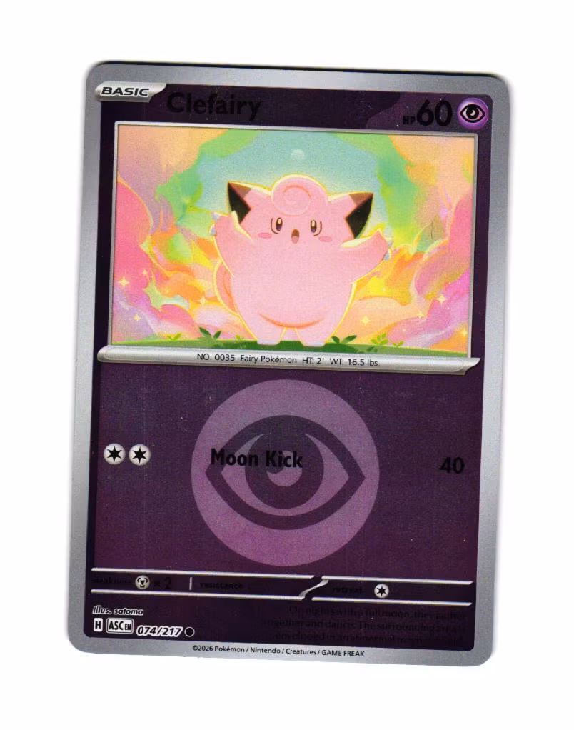 Clefairy Reverse Holo Common 074/217 Ascended Heroes Pokemon