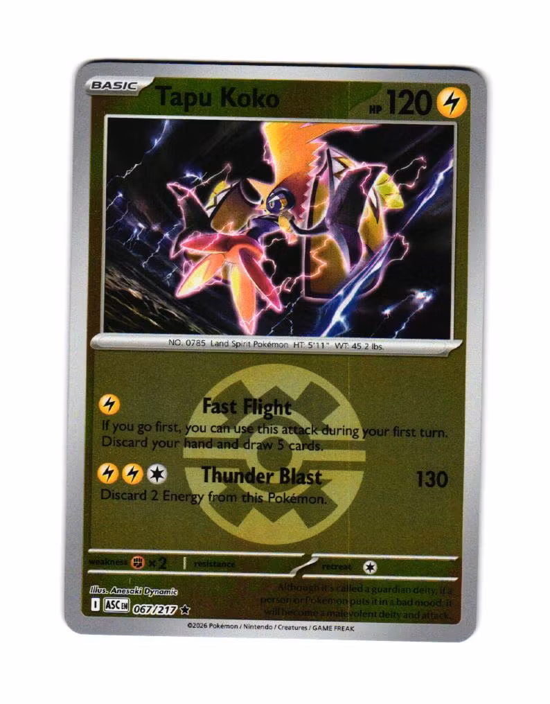 Tapu Koko Quick Ball Reverse Holo Rare 067/217 Ascended Heroes Pokemon