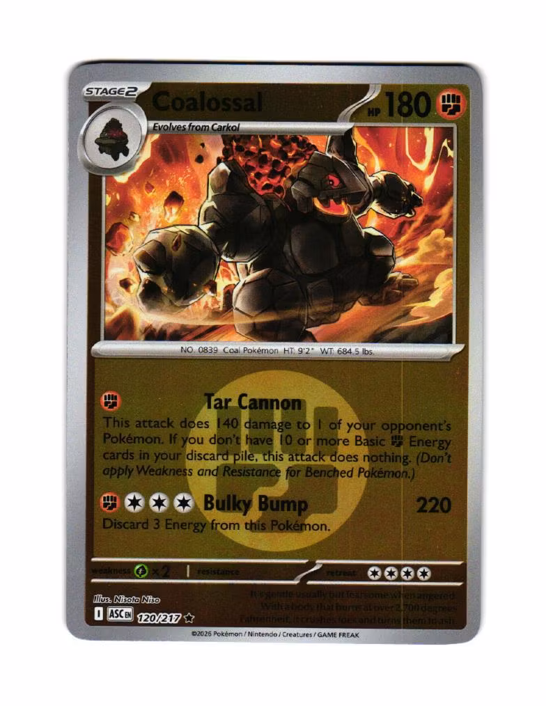 Coalossal Reverse Holo Rare 120/217 Ascended Heroes Pokemon