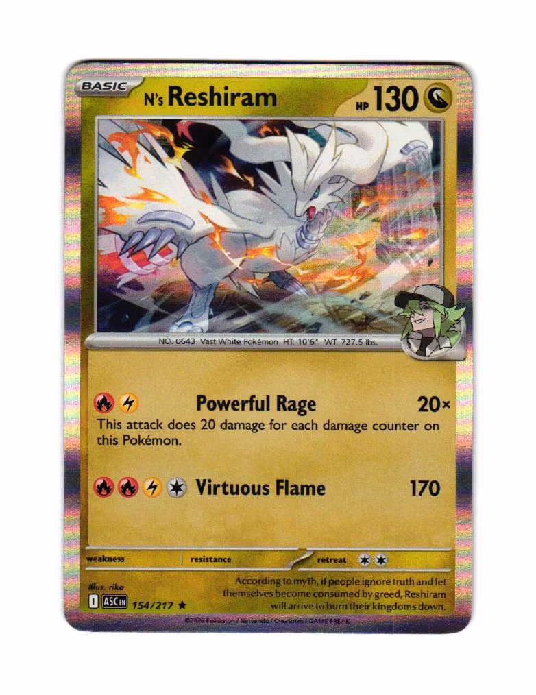 Ns Reshiram Holo Rare 154/217 Ascended Heroes Pokemon