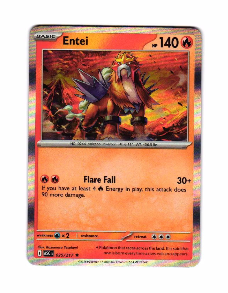 Entei Holo Rare 25/217 Ascended Heroes Pokemon