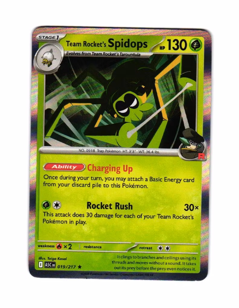 Team Rockets Spidops Holo Rare 019/217 Ascended Heroes Pokemon
