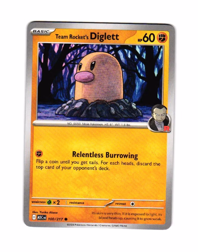 Team Rockets Diglett Common 100/217 Ascended Heroes Pokemon