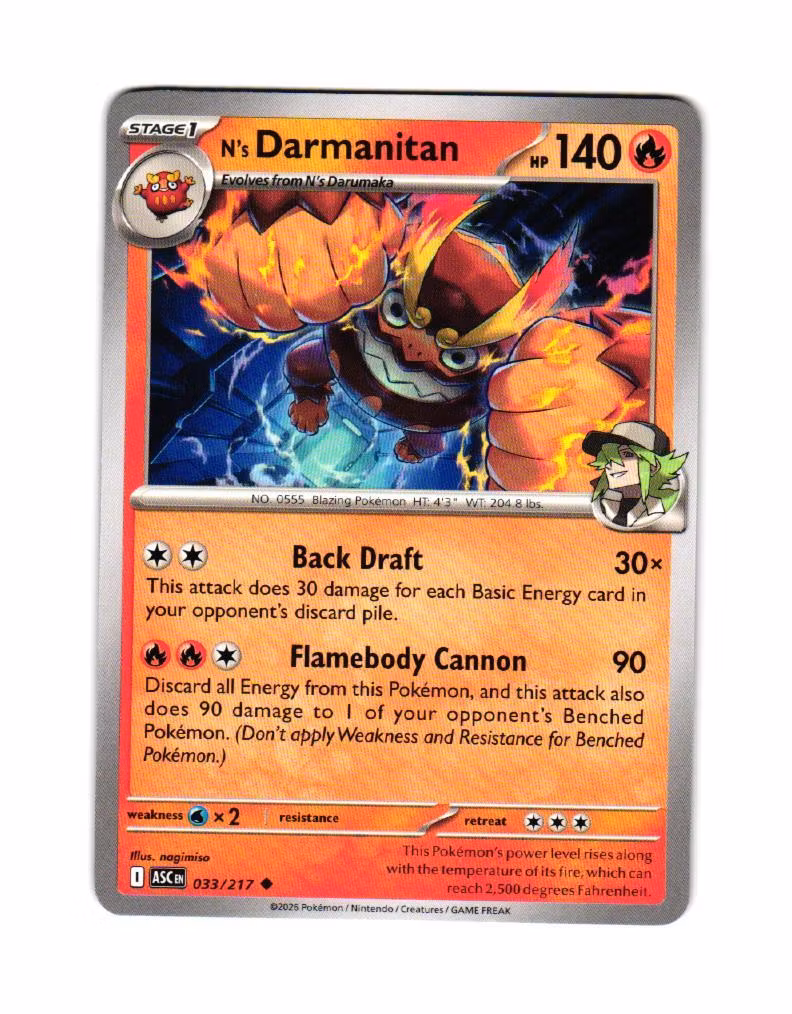 Ns Darmanitan Uncommon 033/217 Ascended Heroes Pokemon