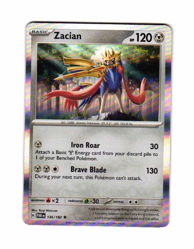 Zacian Holo Rare 136/182 Paradox Rift Pokemon