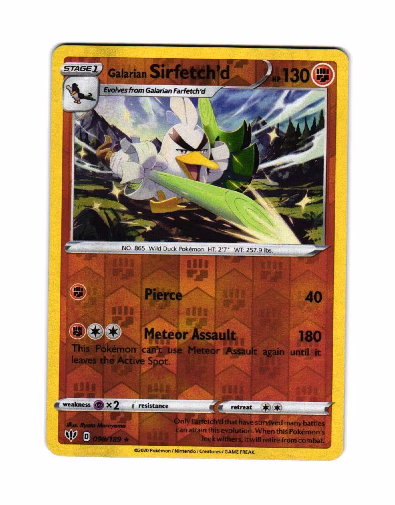 Galarian Sirfetch d Reverse Holo Rare 098/189 Darkness Ablaze Pokemon