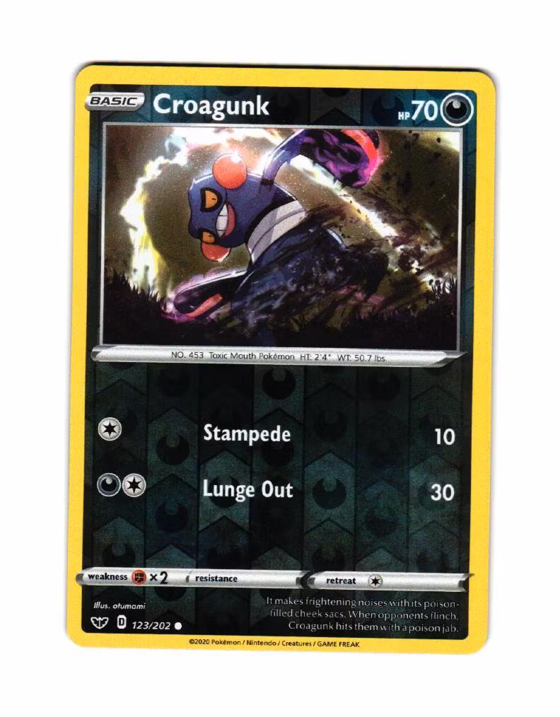 Crogunk Reverse Holo Common 123/202 Sword & Shield Pokemon
