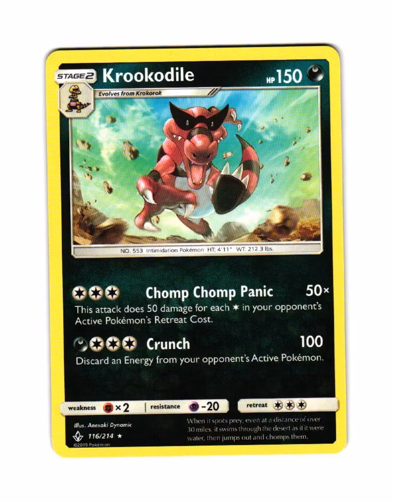 Krookodile Rare 116/214 Unbroken Bonds Pokemon