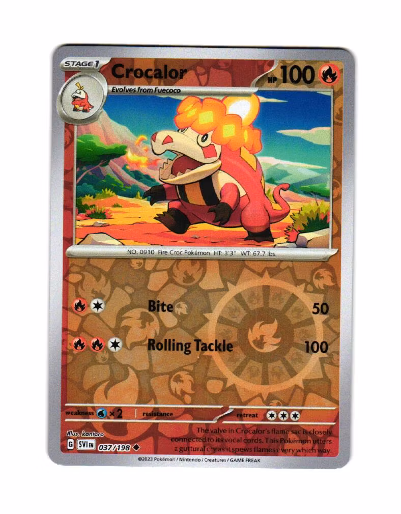 Crocalor Reverse Holo Uncommon 037/198 Scarlet & Violet Pokemon