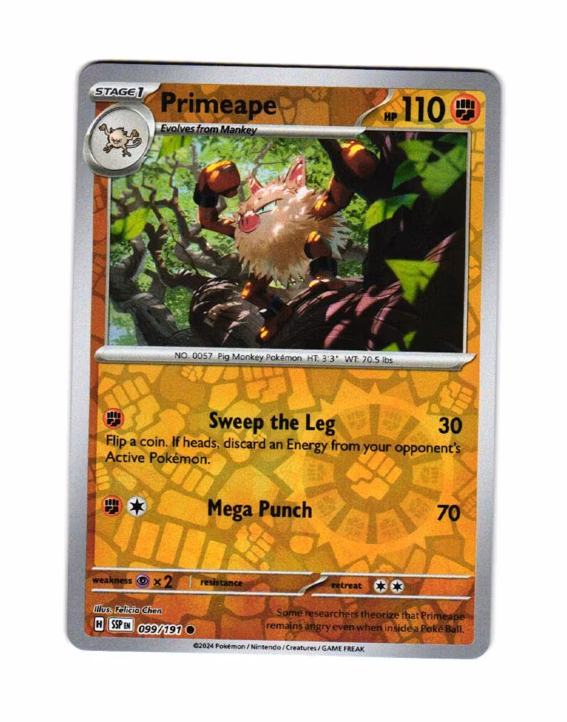 Primeape Reverse Holo Common 099/191 Surging Sparks Pokemon