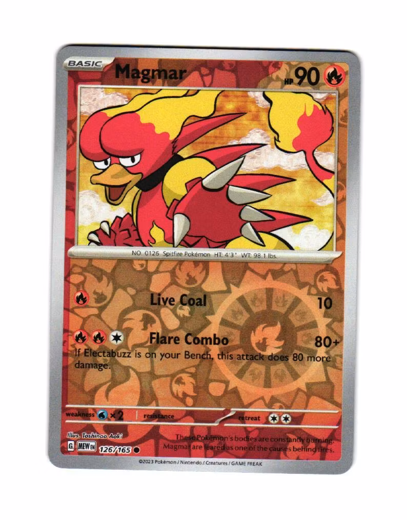 Magmar Reverse Holo Common 126/165 Pokemon 151