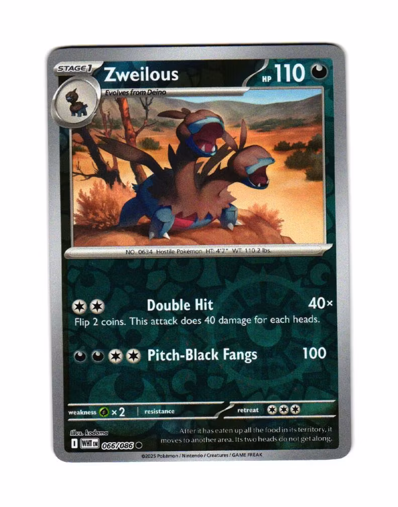 Zweilous Reverse Holo Common 066/086 White Flare Pokemon