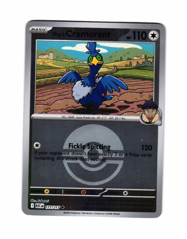 Hops Cramorant Reverse Holo Pokeball Uncommon 177/217 Ascended Heroes Pokemon