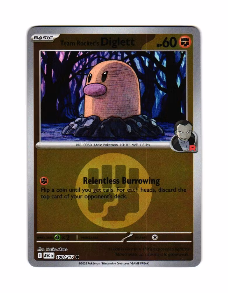 Team Rockets Diglett Reverse Holo Common 100/217 Ascended Heroes Pokemon