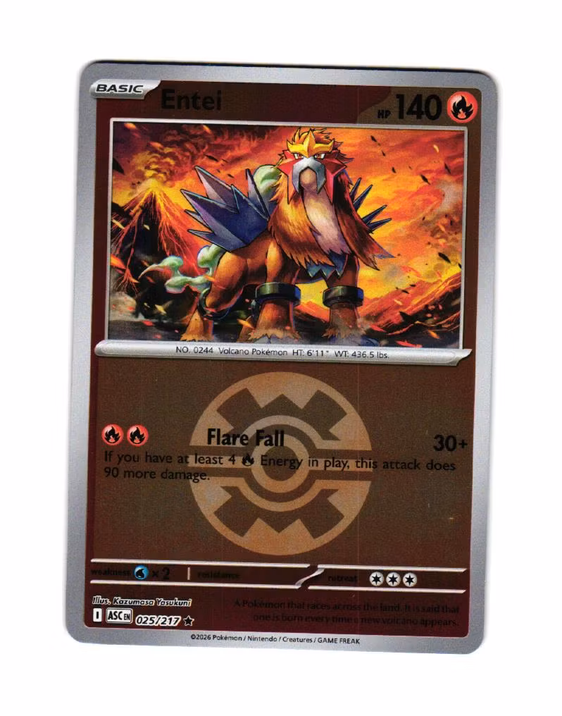 Entei Reverse Holo QuickBall Rare 025/217 Ascended Heroes Pokemon