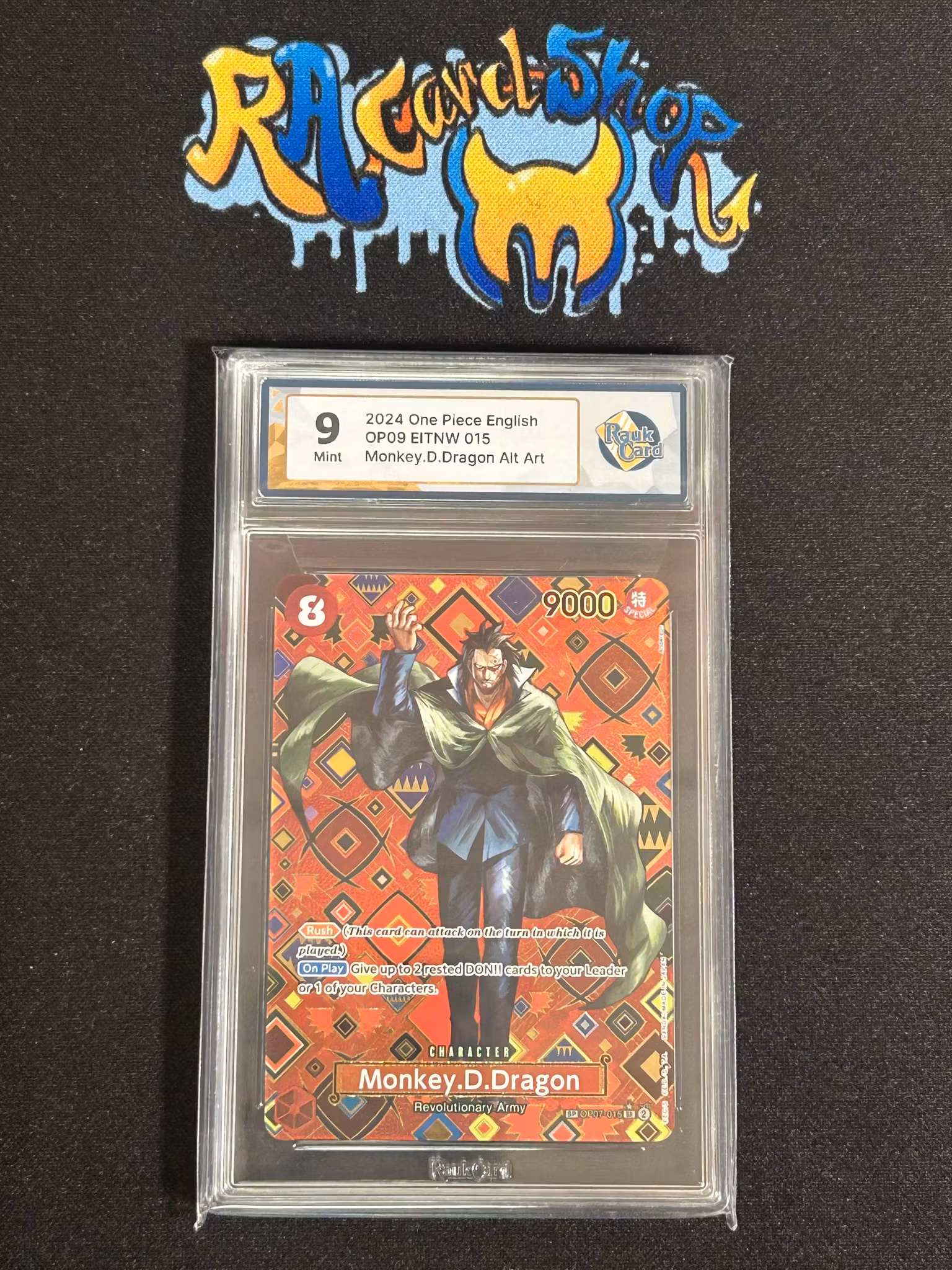 Monkey.D.Dragon Alt Art Op09 015 Graded Card 9 Rauk Card