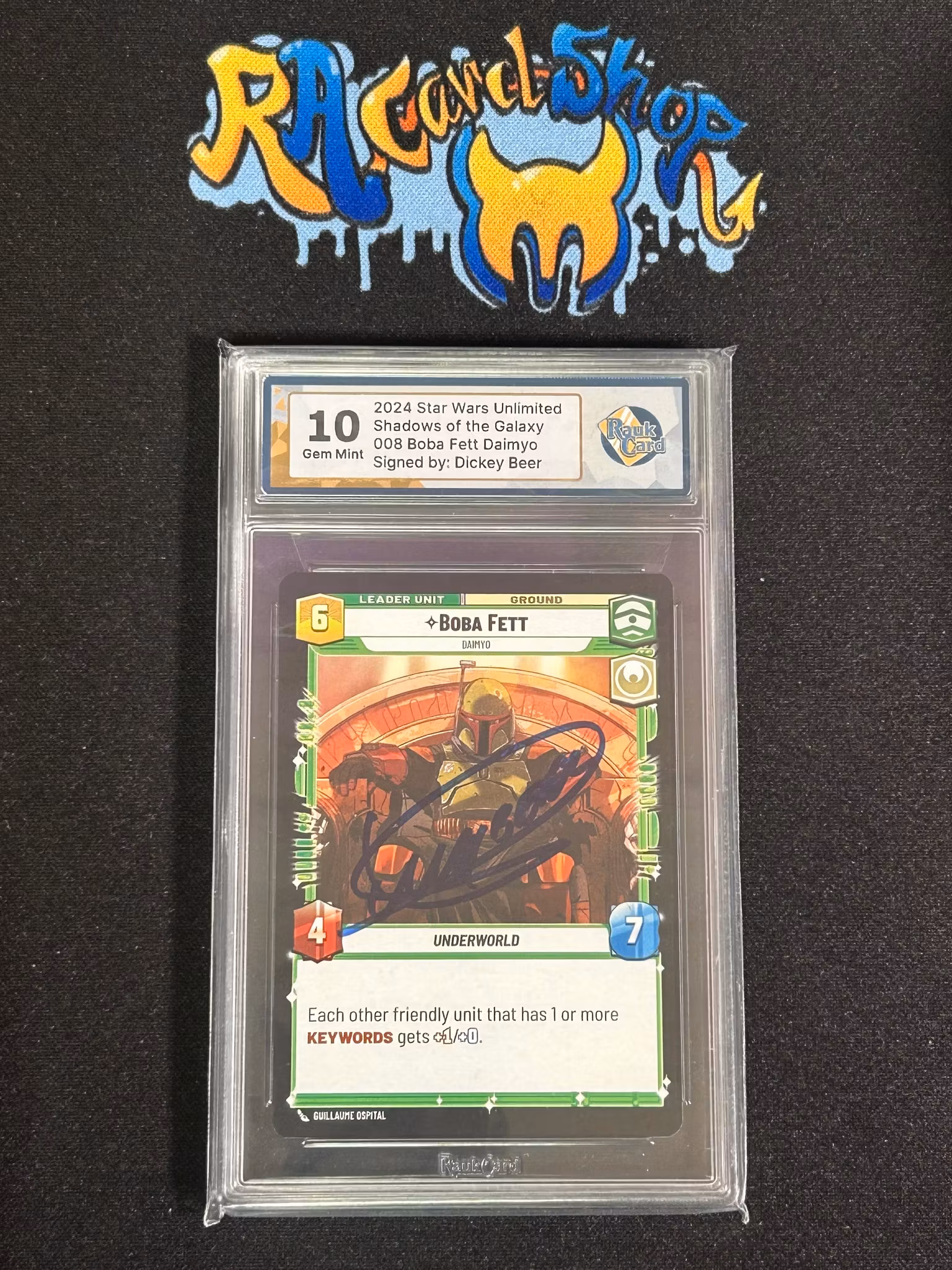 Boba Fett Daimyo 008 Shadows of the Galaxy Singed By Dickey Beer Graded Card 10 Rauk Card