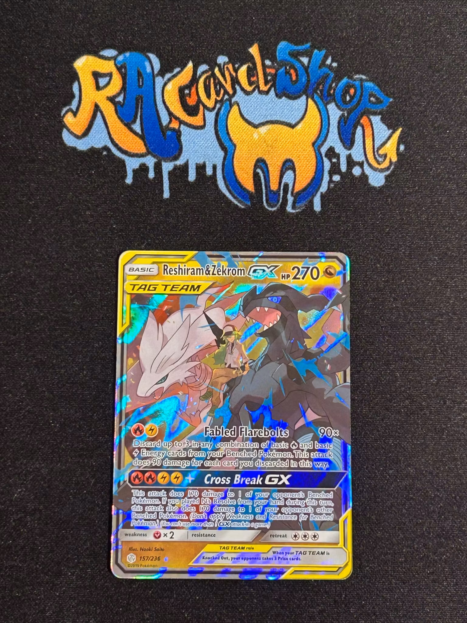Reshiram & Zekrom GX Ultra Rare 157/236 Cosmic Eclipse Pokemon