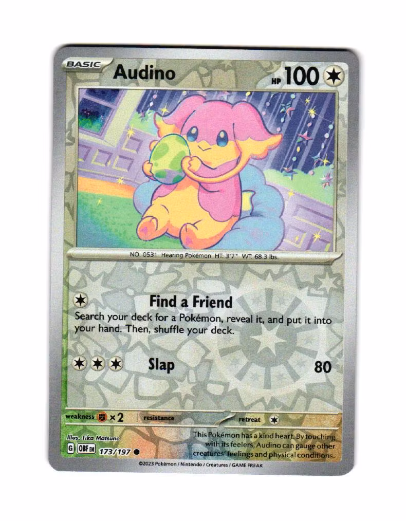 Audino Reverse Holo Common 173/167 Obsidian Flames Pokemon