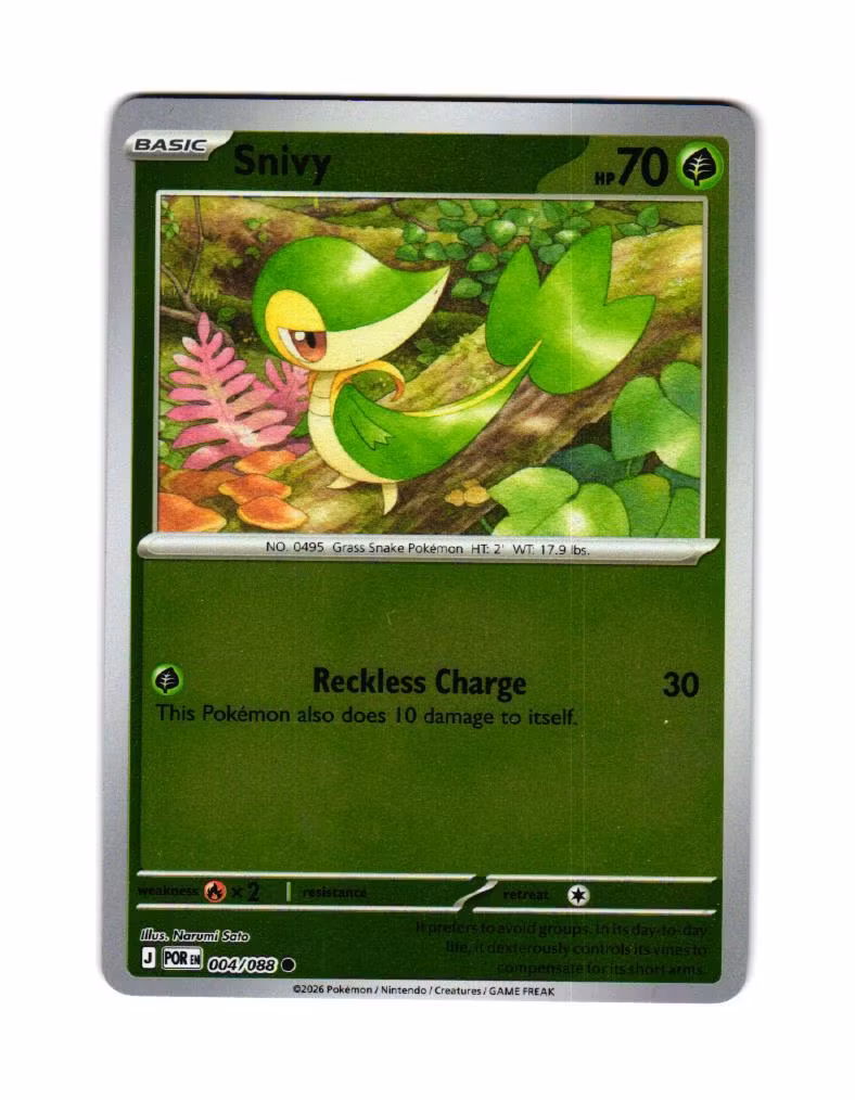 Snivy Reverse Holo Common 004/088 Perfect Order Pokemon